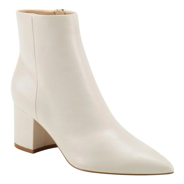 Women Jarli Pointy Ankle Bootie Ivory Leather Marc Fisher Booties