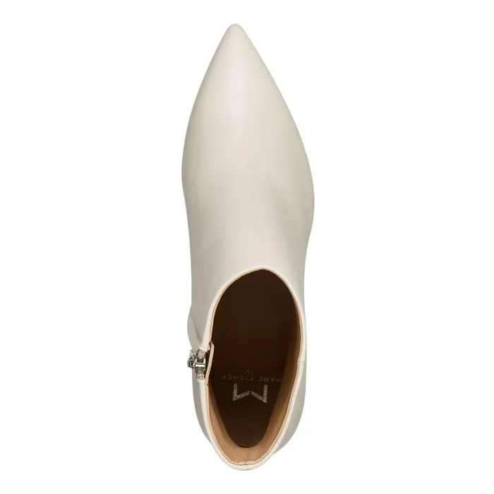 Women Jarli Pointy Ankle Bootie Ivory Leather Marc Fisher Booties