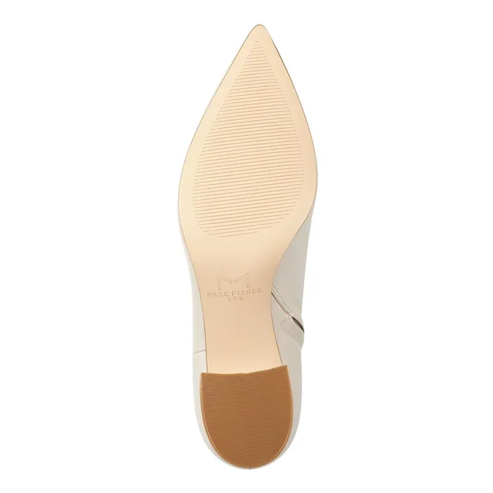 Women Jarli Pointy Ankle Bootie Ivory Leather Marc Fisher Booties