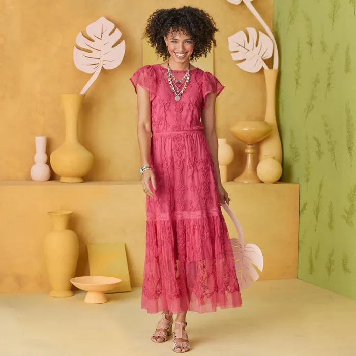 Women Josie Embroidered Dress Rose Sundance Catalog Dresses and Jumpsuits