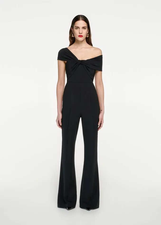 Women Jumpsuits Roland Mouret Asymmetric Twist Stretch Cady Jumpsuit