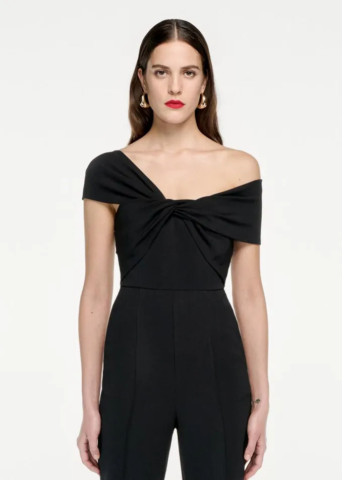Women Jumpsuits Roland Mouret Asymmetric Twist Stretch Cady Jumpsuit