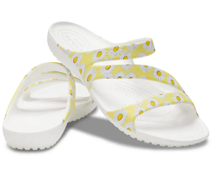 Women Kadee II Graphic Sandal White Yellow Daisy Crocs Sandals