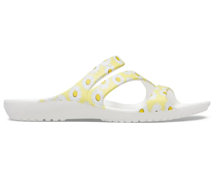 Women Kadee II Graphic Sandal White Yellow Daisy Crocs Sandals
