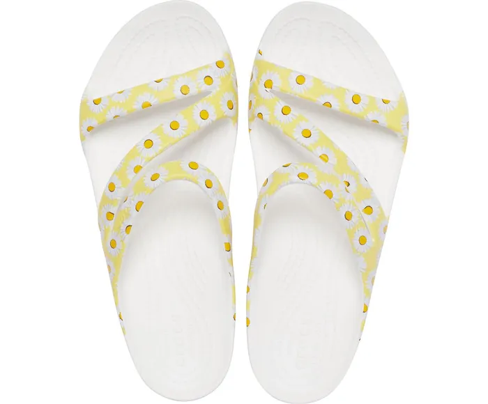 Women Kadee II Graphic Sandal White Yellow Daisy Crocs Sandals