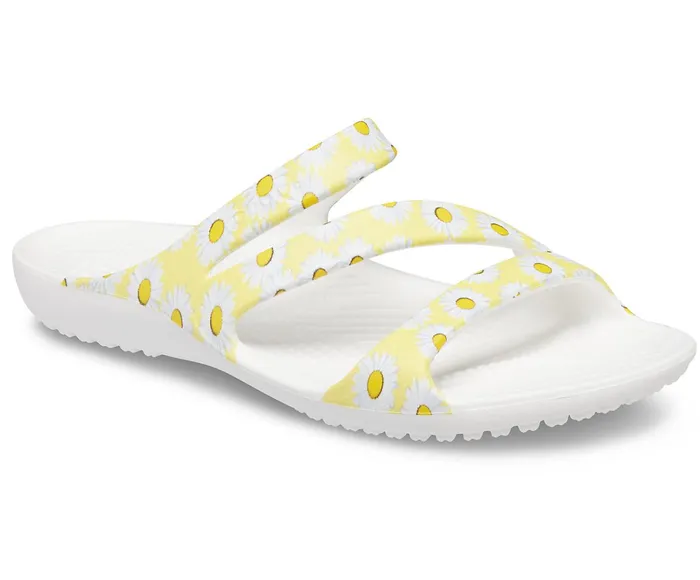 Women Kadee II Graphic Sandal White Yellow Daisy Crocs Sandals