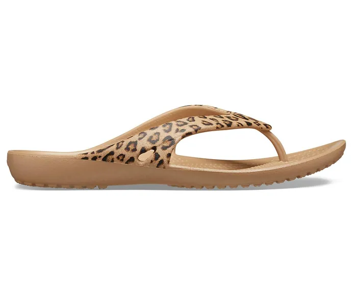 Women Kadee II Leopard Flip Leopard Gold Crocs Sandals