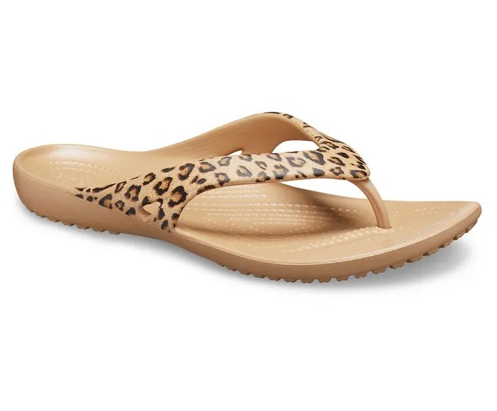 Women Kadee II Leopard Flip Leopard Gold Crocs Sandals