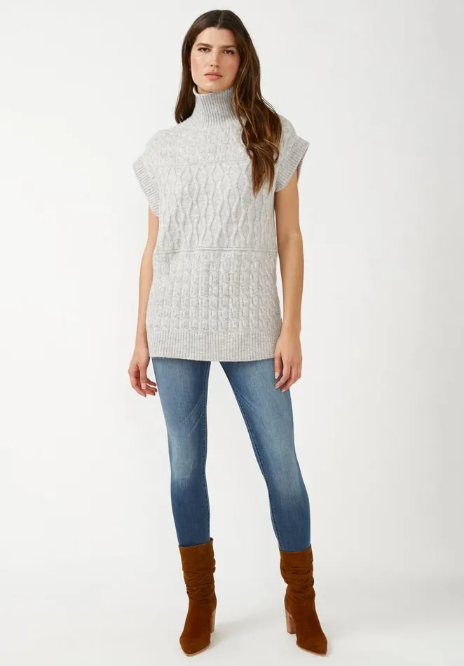 Women Lambert Light Heather Grey Women039s Tunic Vest Lt Hr Grey Buffalo David Bitton Sweaters