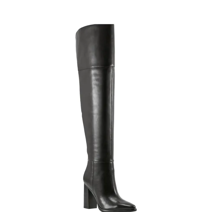 Women Lasli Over The Knee Boot Black Leather Marc Fisher Boots and Booties