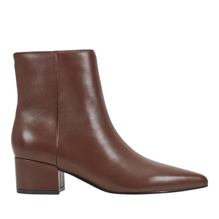 Women Leonna Ankle Bootie Dark Brown Leather Marc Fisher Booties