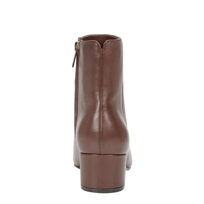 Women Leonna Ankle Bootie Dark Brown Leather Marc Fisher Booties
