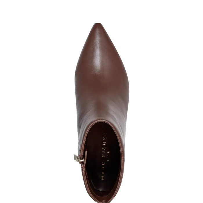 Women Leonna Ankle Bootie Dark Brown Leather Marc Fisher Booties