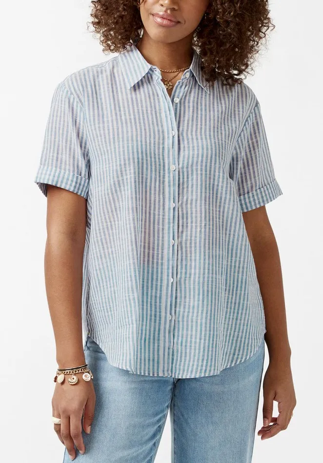 Women Leonora Striped Womens Blouse Blue Buffalo David Bitton Blouses