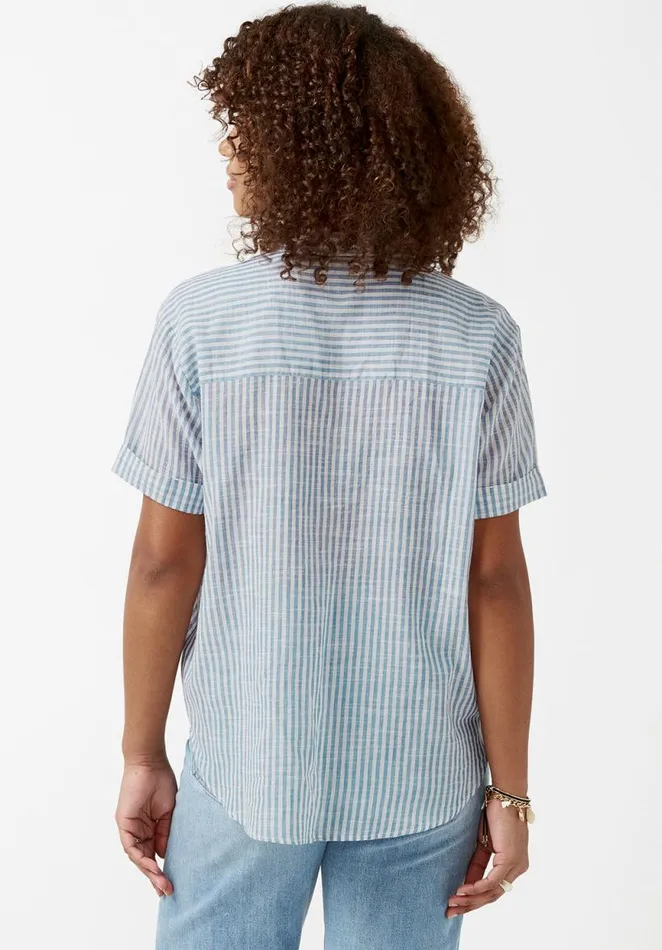 Women Leonora Striped Womens Blouse Blue Buffalo David Bitton Blouses