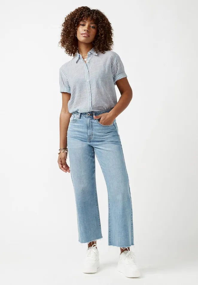 Women Leonora Striped Womens Blouse Blue Buffalo David Bitton Blouses