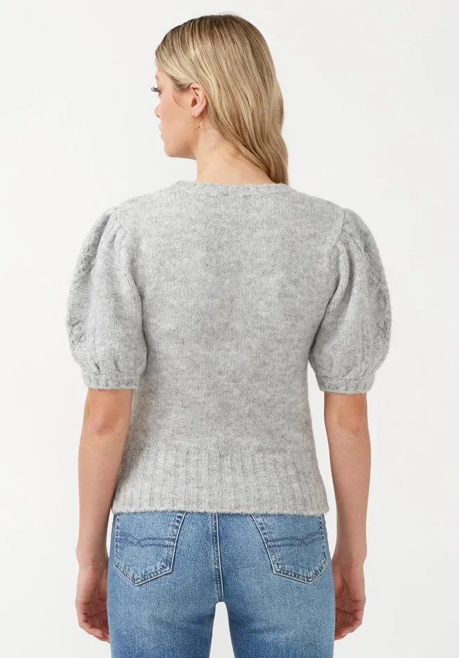 Women Lissa Light Heather Grey Women039s Short Sleeve Sweater Lt Hr Grey Buffalo David Bitton Sweaters