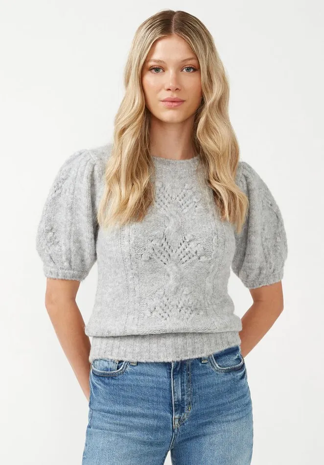 Women Lissa Light Heather Grey Women039s Short Sleeve Sweater Lt Hr Grey Buffalo David Bitton Sweaters
