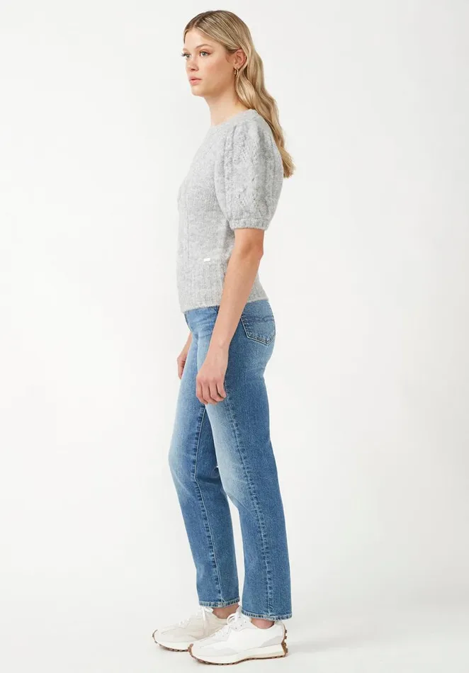 Women Lissa Light Heather Grey Women039s Short Sleeve Sweater Lt Hr Grey Buffalo David Bitton Sweaters