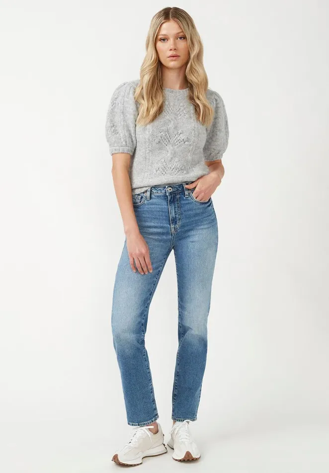 Women Lissa Light Heather Grey Women039s Short Sleeve Sweater Lt Hr Grey Buffalo David Bitton Sweaters