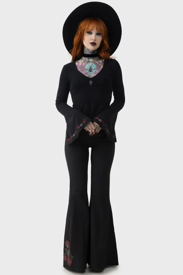 Women Long Sleeves Killstar Wordly Top