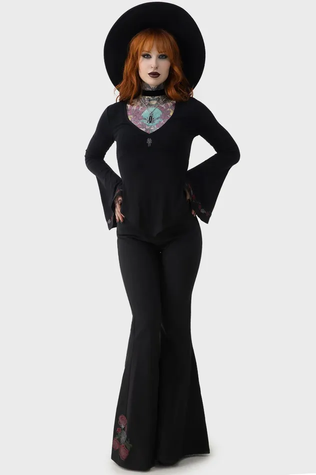 Women Long Sleeves Killstar Wordly Top