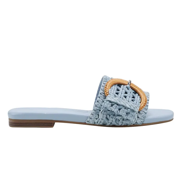 Women Loree Flat Slide Sandal Light Blue Marc Fisher Mules and Slides