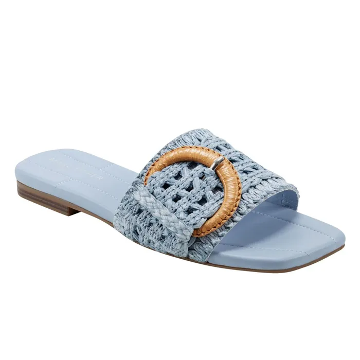 Women Loree Flat Slide Sandal Light Blue Marc Fisher Mules and Slides
