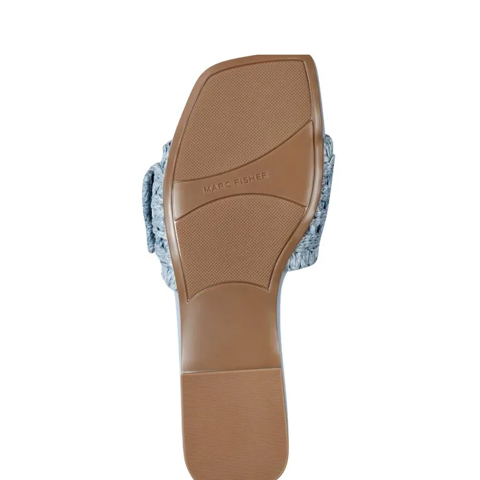 Women Loree Flat Slide Sandal Light Blue Marc Fisher Mules and Slides