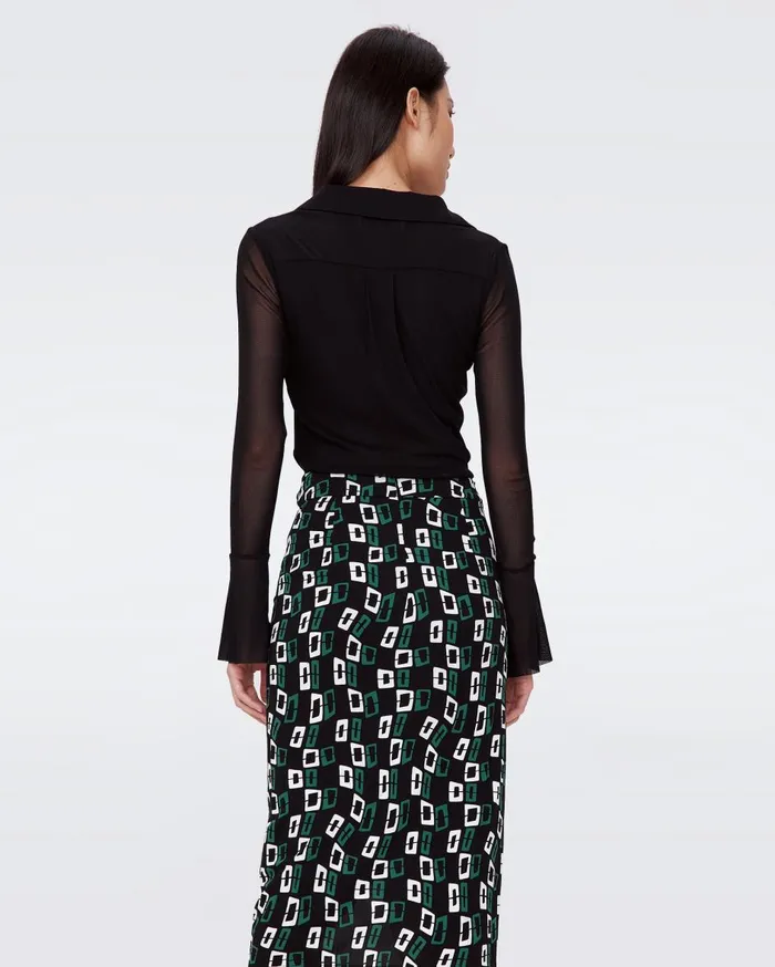 Women Mackenzie Mesh Top Black DVF Tops