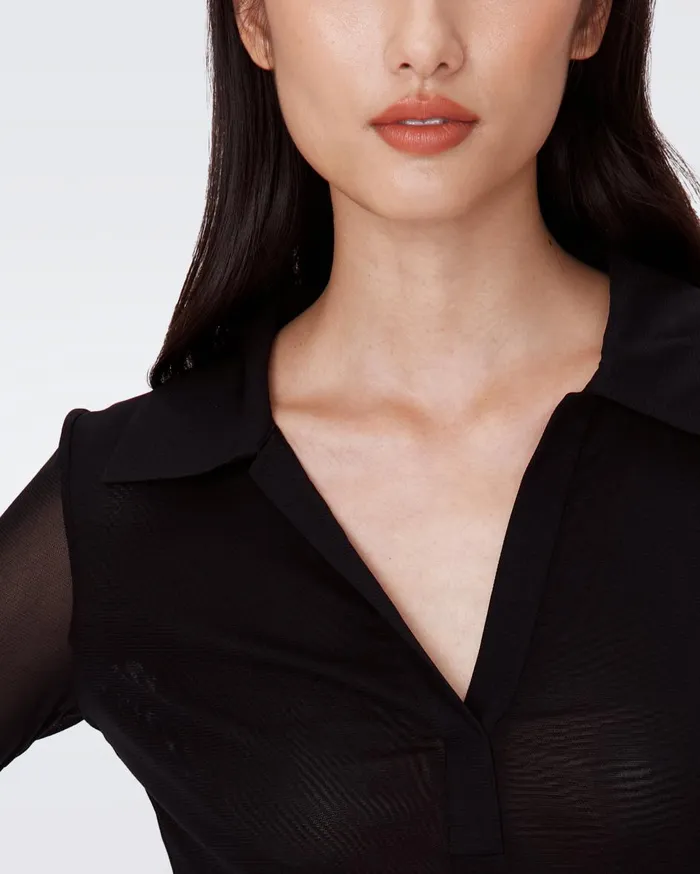 Women Mackenzie Mesh Top Black DVF Tops