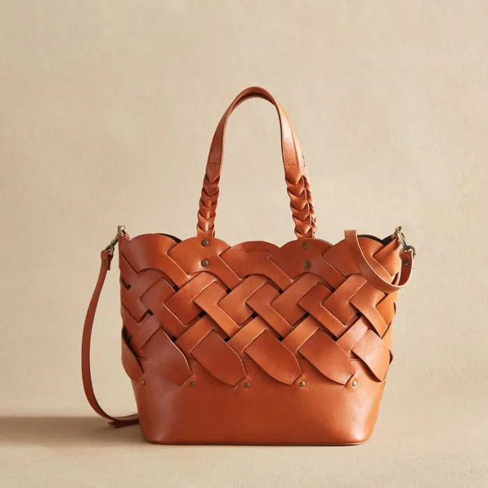 Women Mariana Basket Tote Saddle Sundance Catalog Handbags