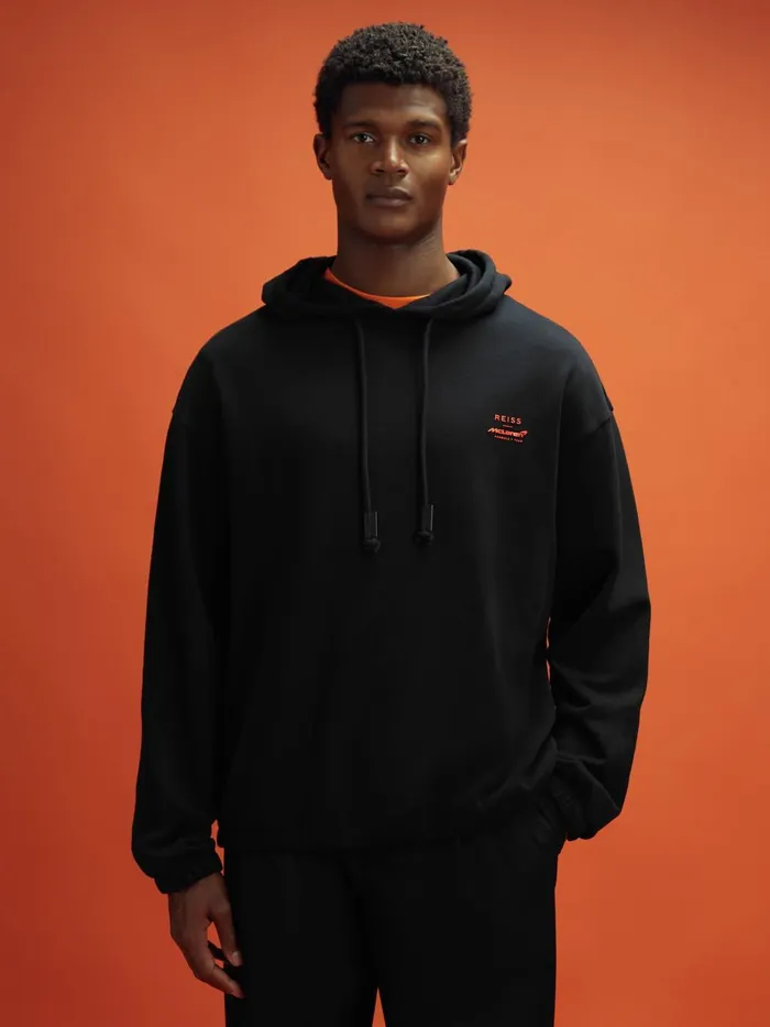 WomenMen Reiss Tops F1 Elasticated Cotton Hoodie Black