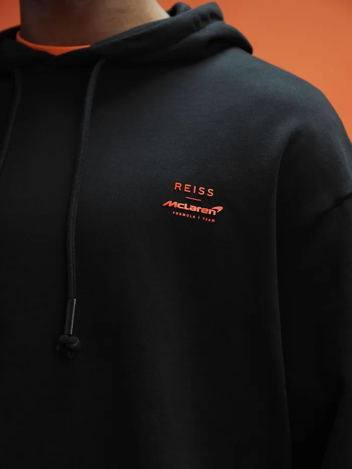 WomenMen Reiss Tops F1 Elasticated Cotton Hoodie Black