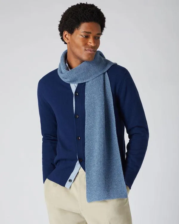 WomenMen Unisex Ribbed Cashmere ScarfIn Faded Indigo Blue Faded Indigo Blue NPeal Cashmere Scarves