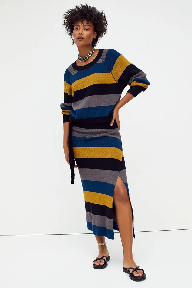 Women Midi Dresses Free People Striped Eyes On You Set Dark Combo