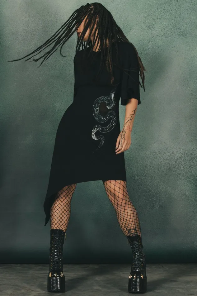 Women Mini Killstar Maple Asymmetric Dress