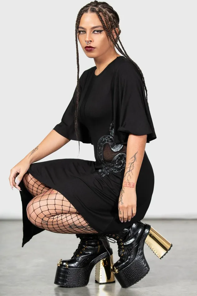 Women Mini Killstar Maple Asymmetric Dress