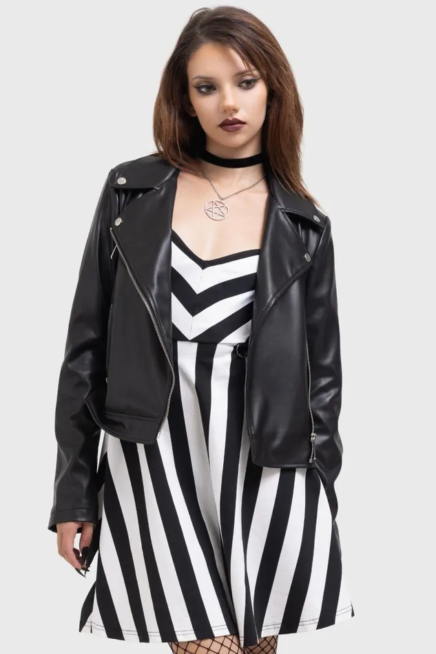 Women Mini Killstar Stripe O Negative Dress