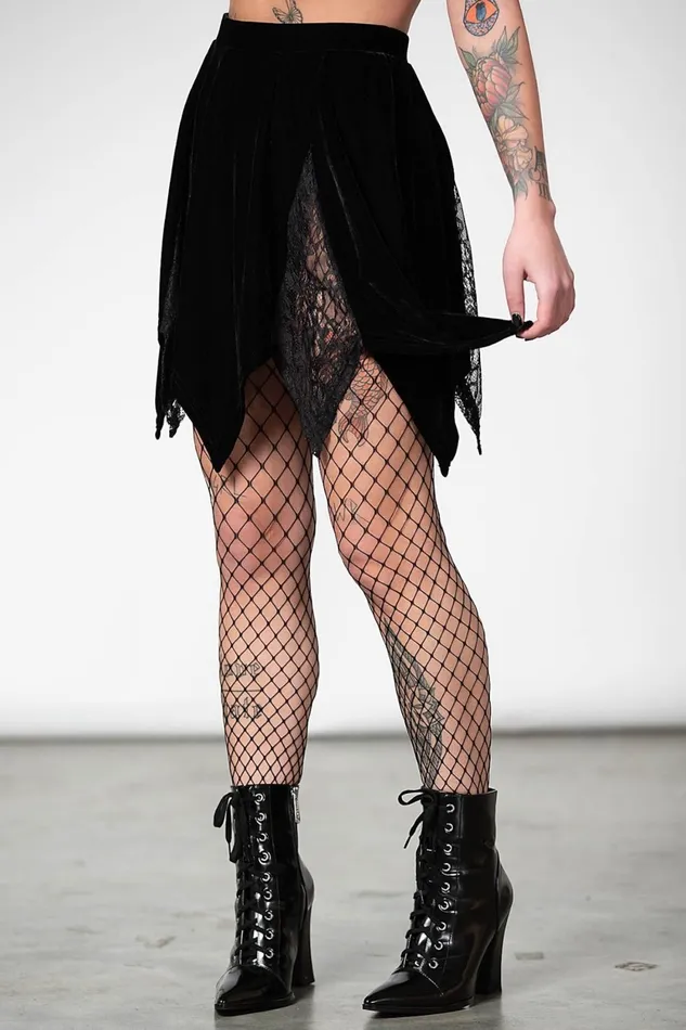 Women Mini Skirts Killstar Lester Velvet Mini Skirt B