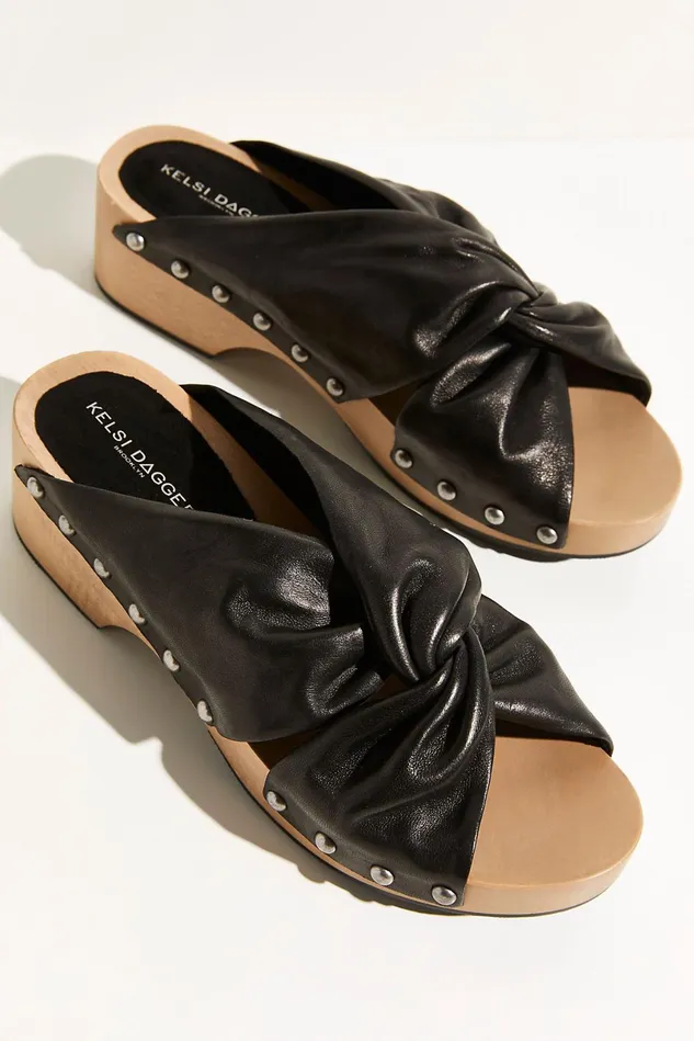 Women Mules Free People Lyric Studded Clogs Black