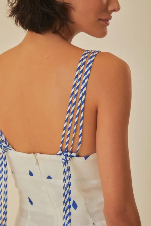 Women OffWhite Graphic Fishes Euroflax Premium Linen Maxi Dress Graphic Fishes Offwhite FARM Rio Maxi Dresses