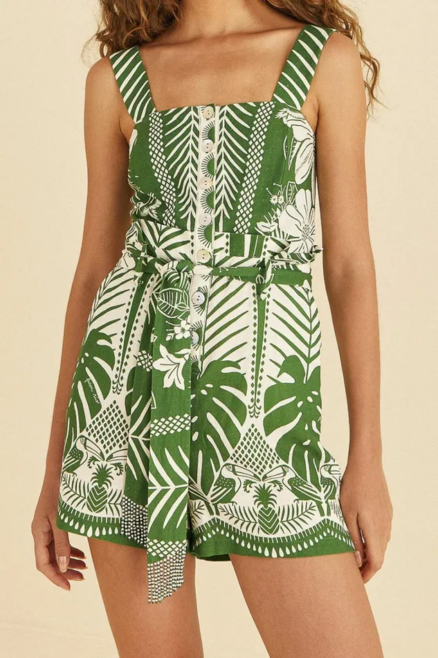 Women OffWhite Macaw Elegance Romper Macaw Elegance Offwhite FARM Rio Rompers