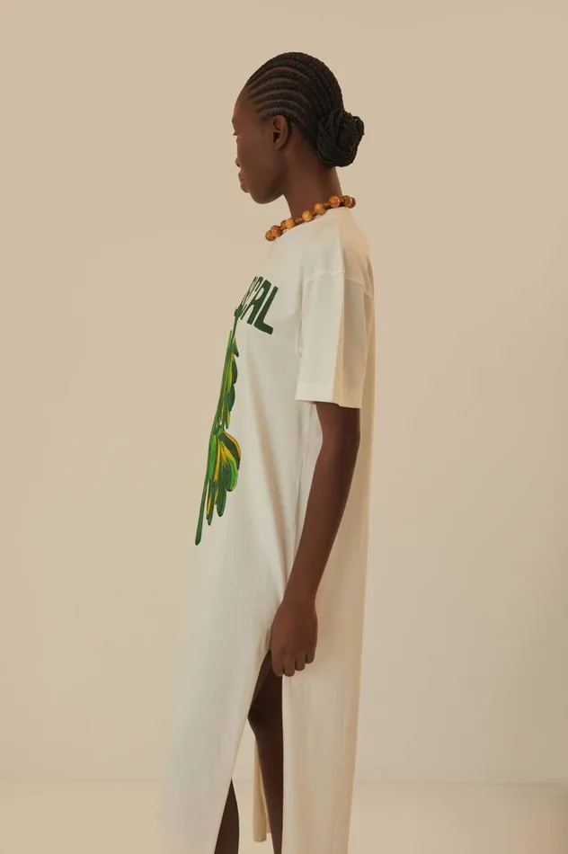 Women OffWhite Tropical Organic Cotton TShirt Dress Offwhite FARM Rio Tshirts