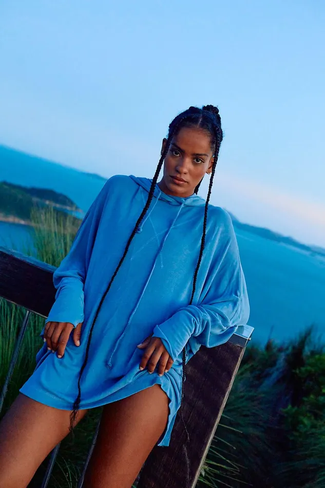 Women Outerwear Free People Swingin039 It Hoodie Blue Moon