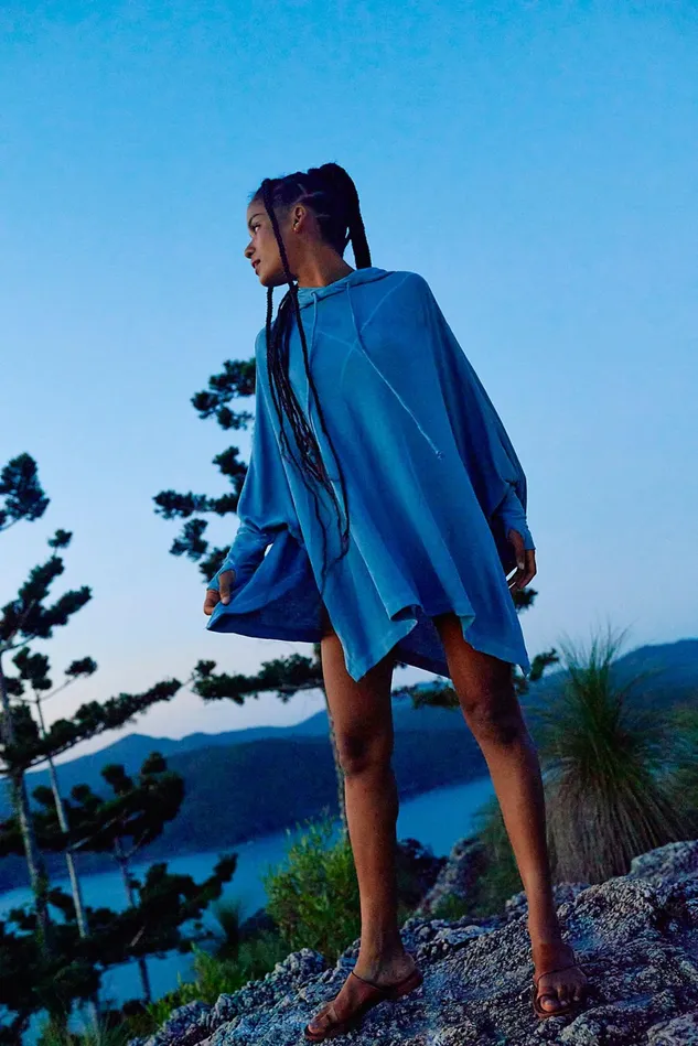 Women Outerwear Free People Swingin039 It Hoodie Blue Moon