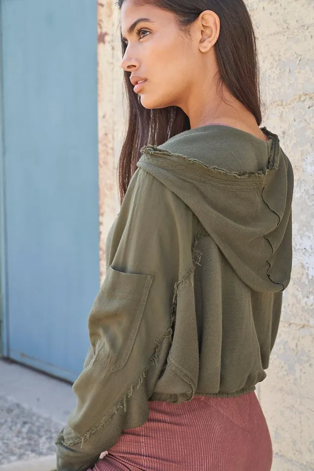 Women Outerwear Free People Windy Meadow Hoodie Cargo Khaki