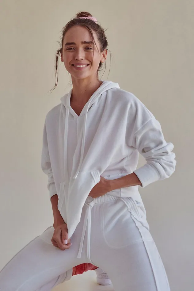 Women Outerwear Free People Work It Out Hoodie White