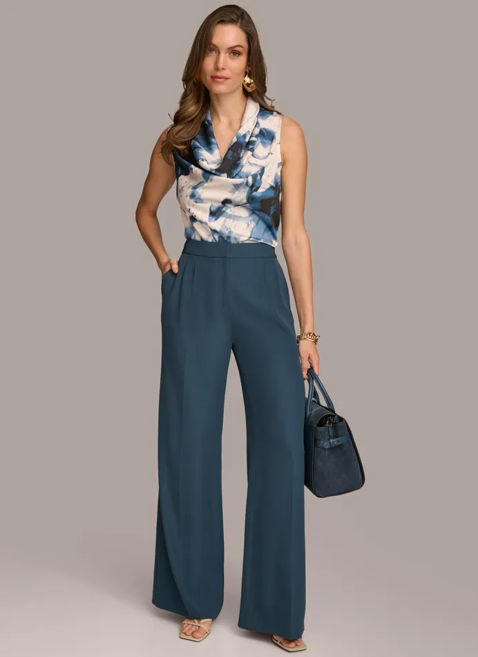 Women Pants Donna Karan SOFT SUITING WIDE LEG PANT Tide