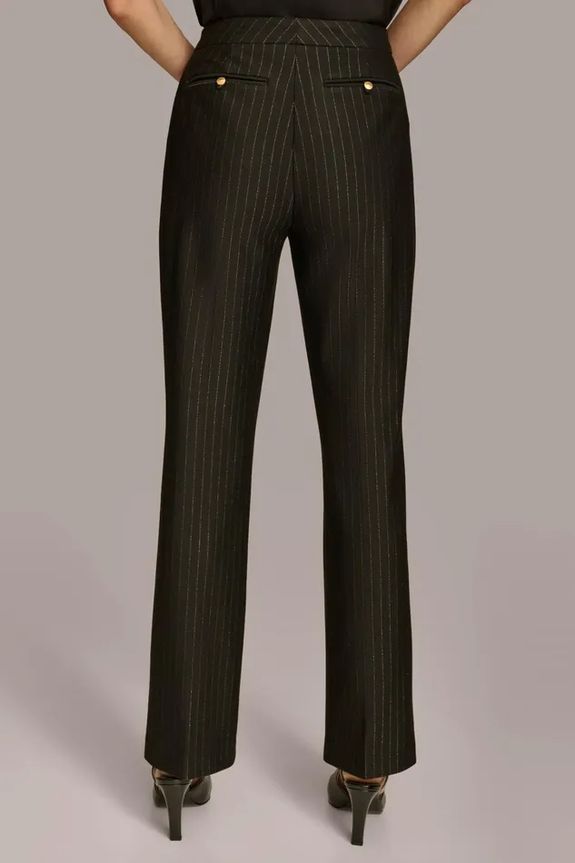 Women Pants Donna Karan STRAIGHT PINSTRIPE PANT Black